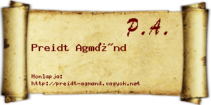 Preidt Agmánd névjegykártya